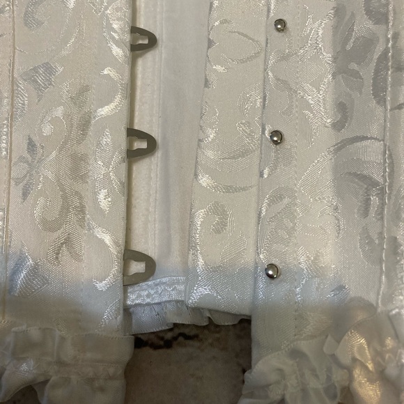 NWT DOSE white floral textured over bust back lace up Boned corset top XL-S - Picture 6 of 15